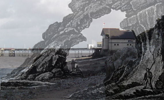 Overlay of 1805 print on current photo.