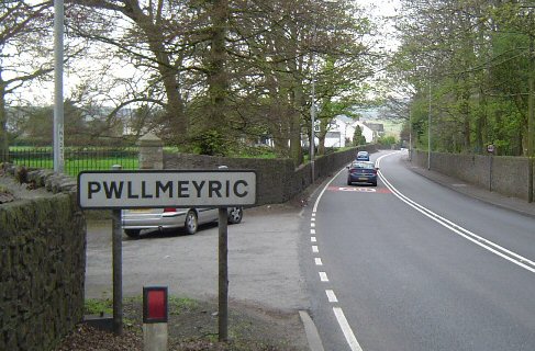 Photo: Pwllmeyric sign at northeast of village.