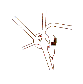 Map: Sketch of the village crossroads from the 1880's 1:2500 map.