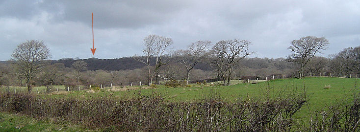 Photo: Crug Mawr (arrowed) from Cilgerran.
